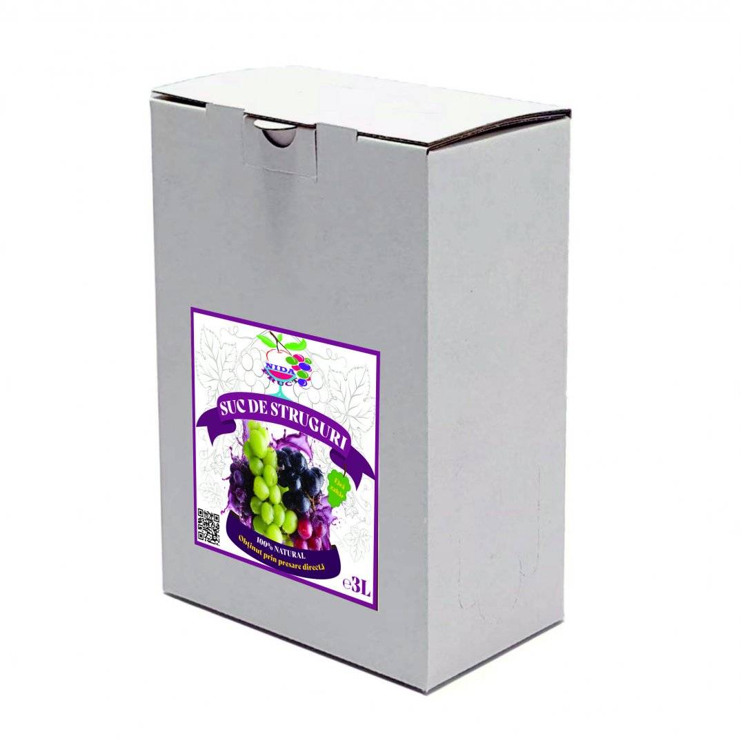 Suc Natural de Struguri Must Pasteurizat 3L - Bag in Box (ALB)