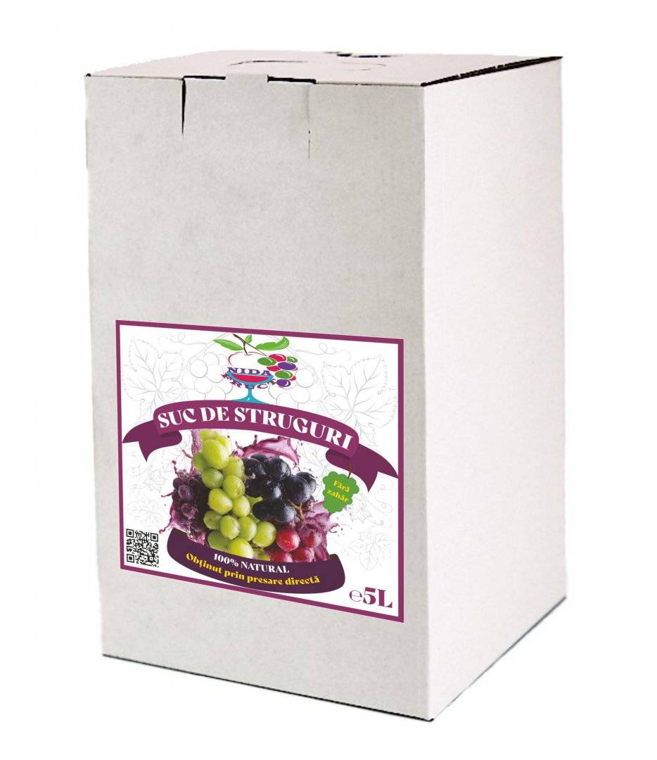 Suc Natural de Struguri Must Pasteurizat 5L - Bag in Box (ALB)